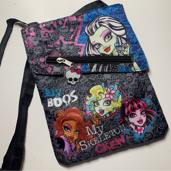 Monster High Girls Black Sparkly
Crossbody Shoulder Bag Purse/W
Pockets New - Picture 1 of 9